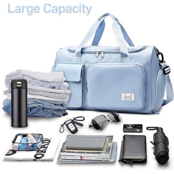 Sports Gym Bag with Shoes Compartment - Blue - Picture 4 of 7